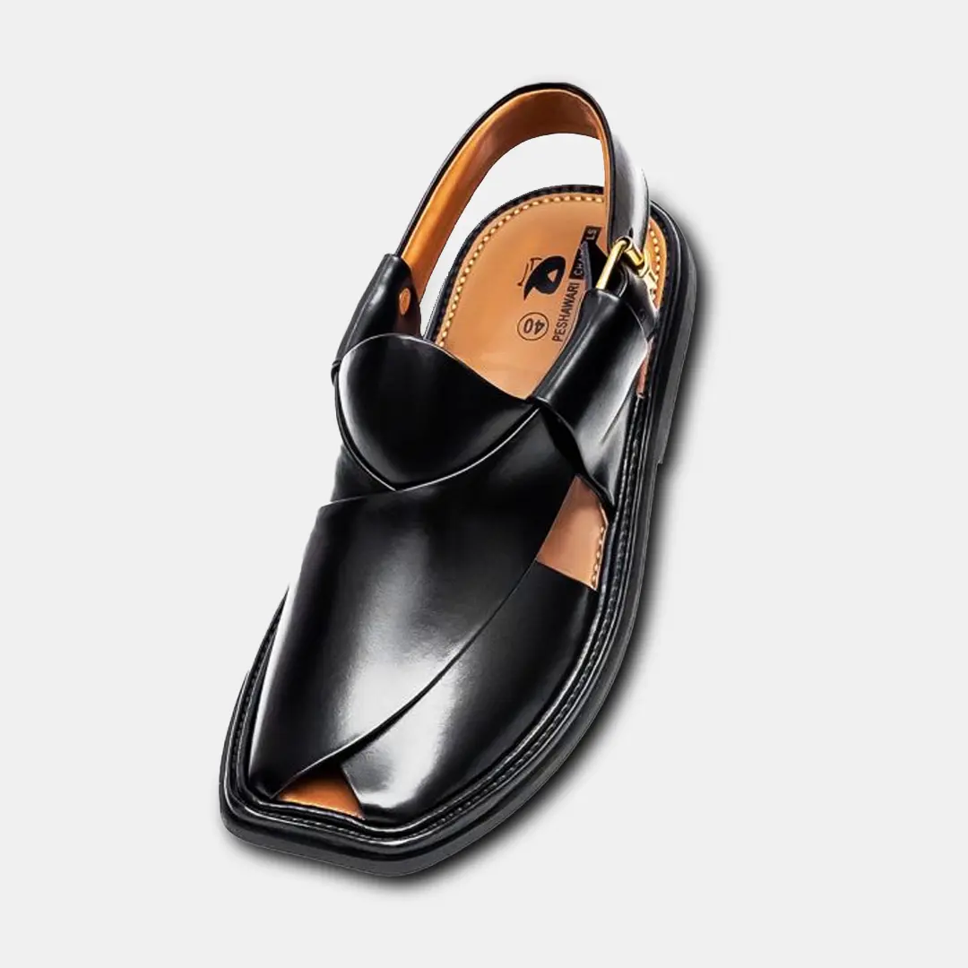 Black Round Shape Zalmi Chappal