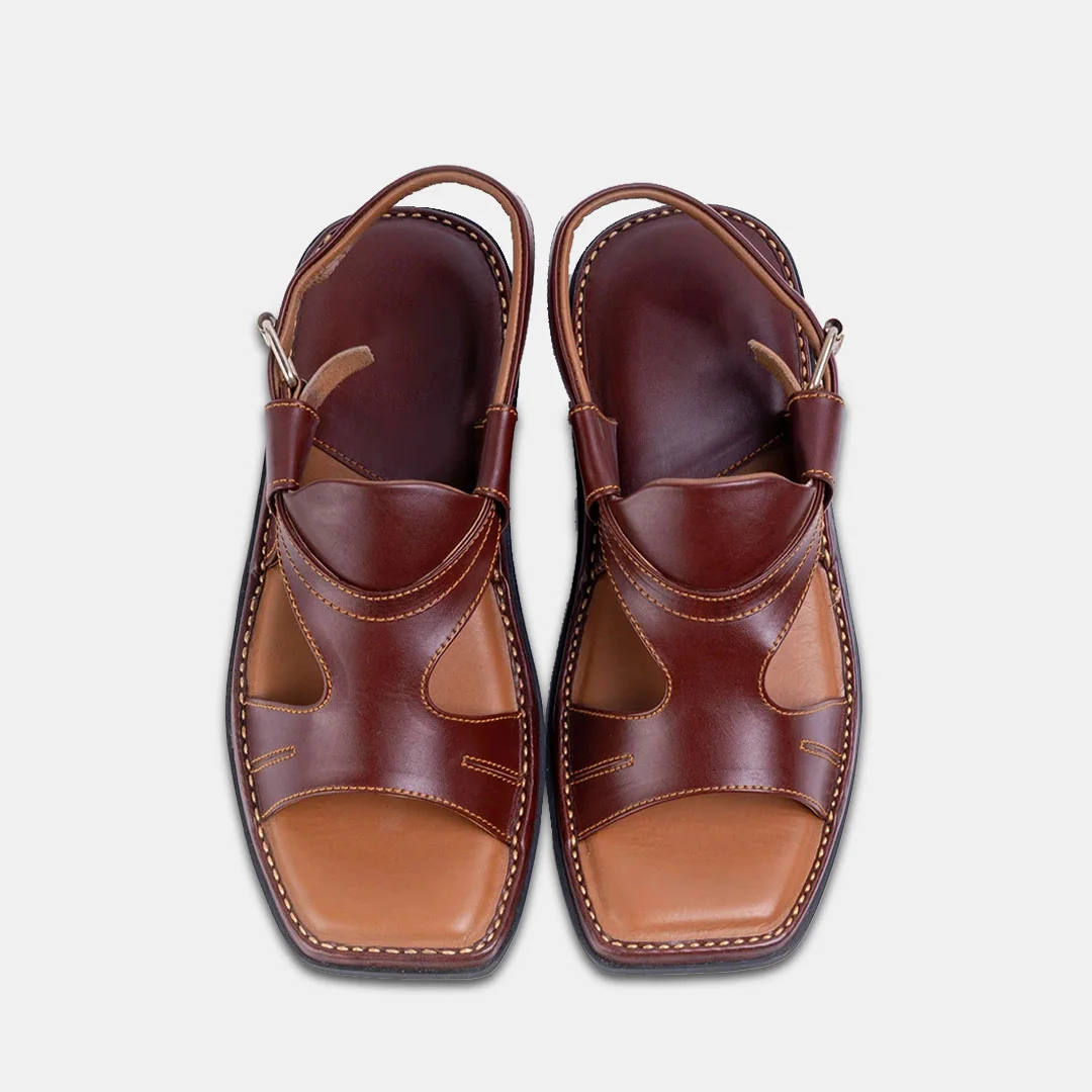 Kohati Chappal Brown Handmade Pure Leather Design