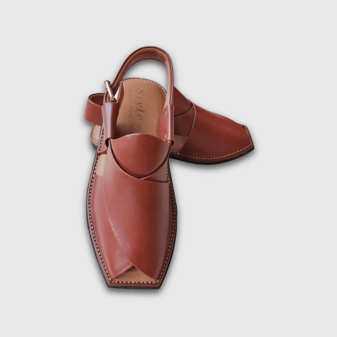 Peshawari Chappal Brown Leather Handmade Footwear