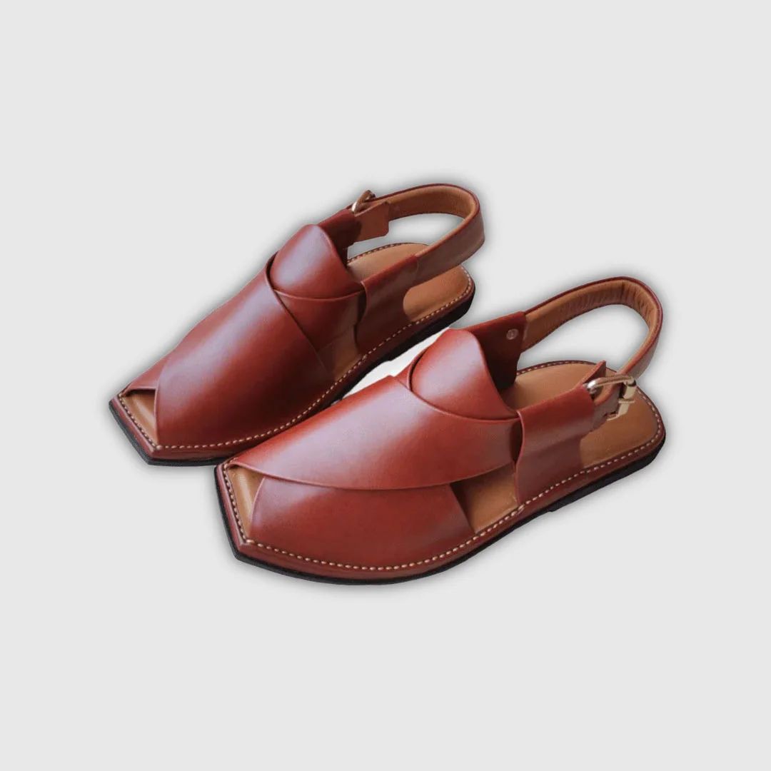 Peshawari Chappal Brown Leather Handmade Footwear