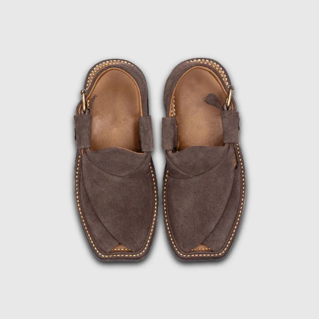 Brown Suede Peshawari Chappal