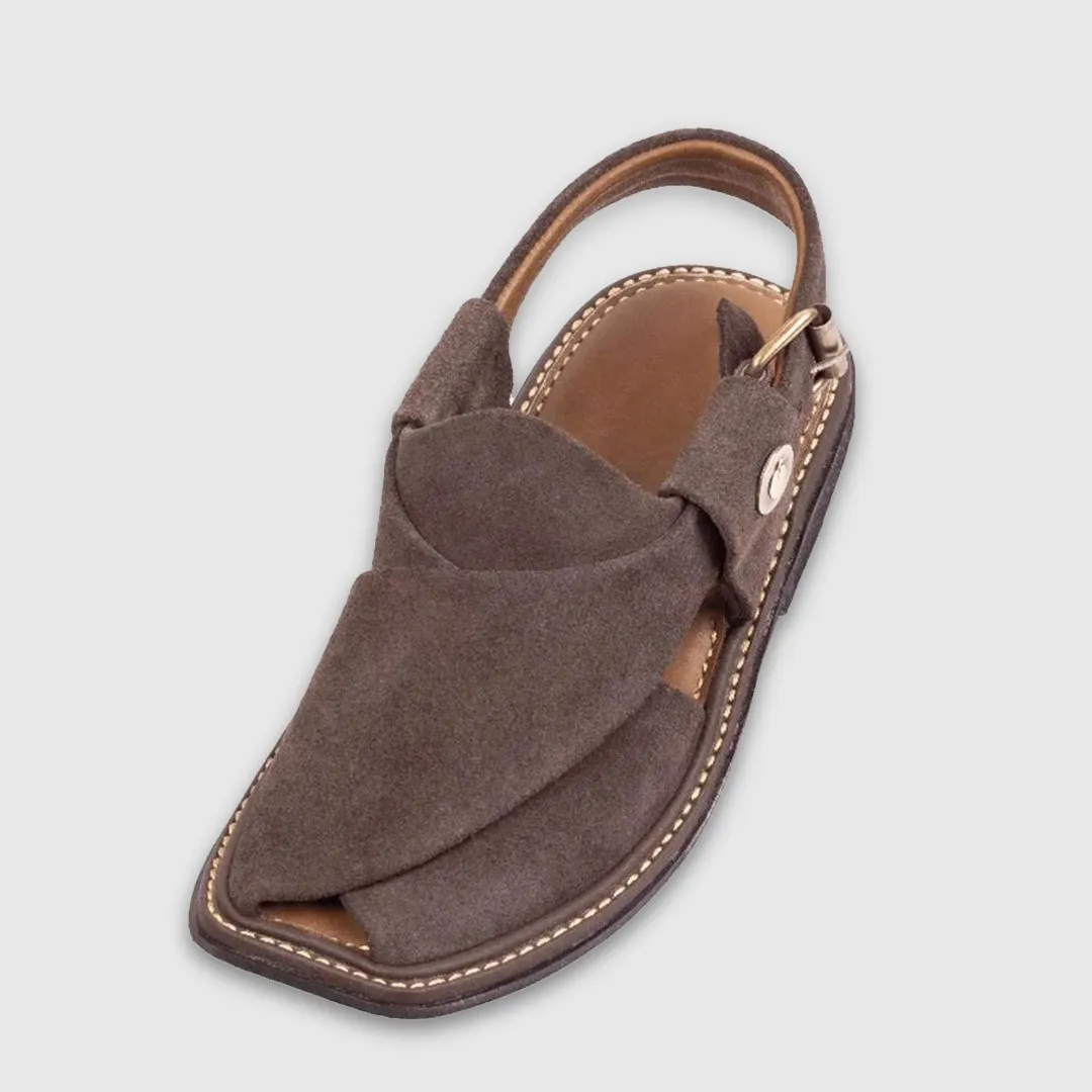Brown Suede Peshawari Chappal For Men