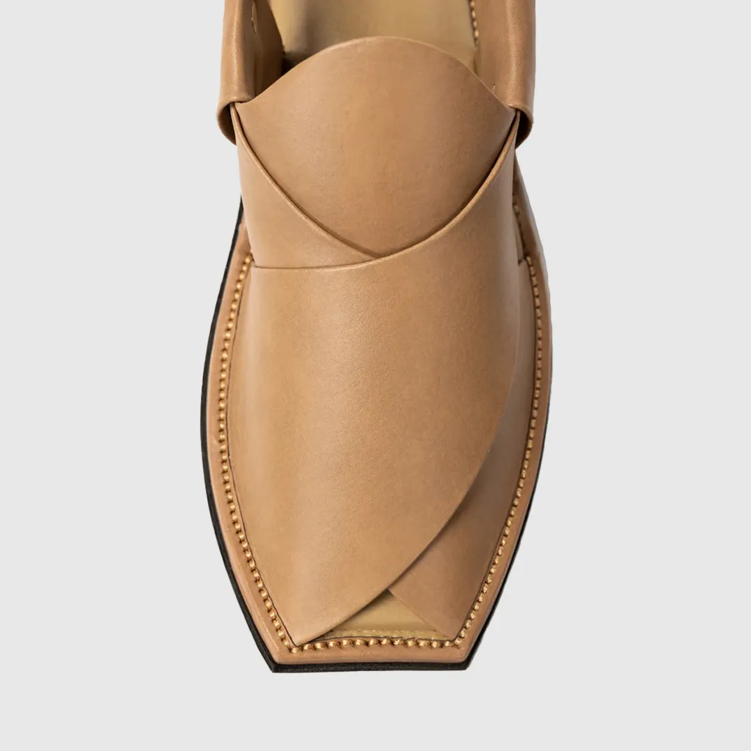 Leather Fawn Mens Peshawari Chappal