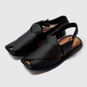 Khaais Black Peshawari Chappal