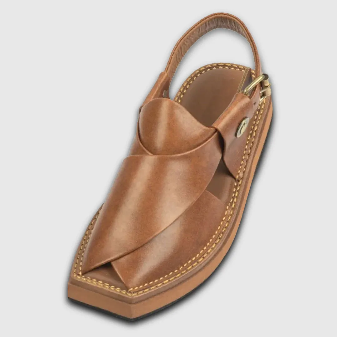 Nue Brown Kaptaan Peshawari Chappal for men