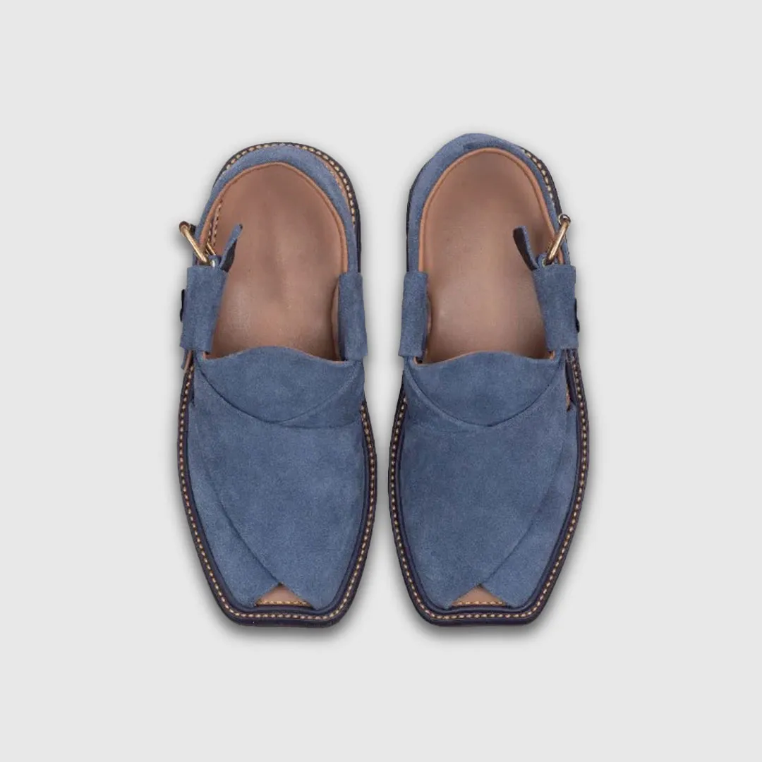 Suede Traditional Blue Color Chappal For Men