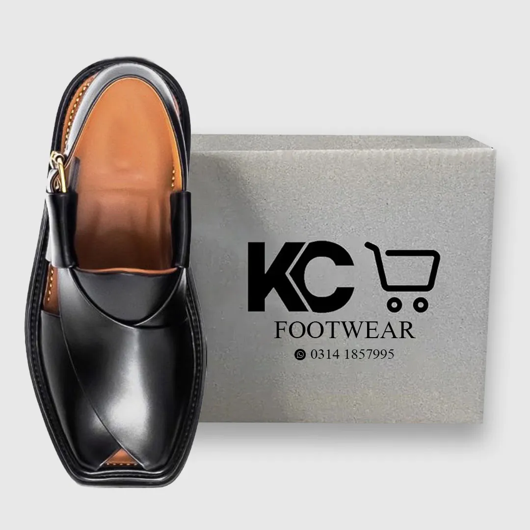 Black Round Shape Zalmi Chappal