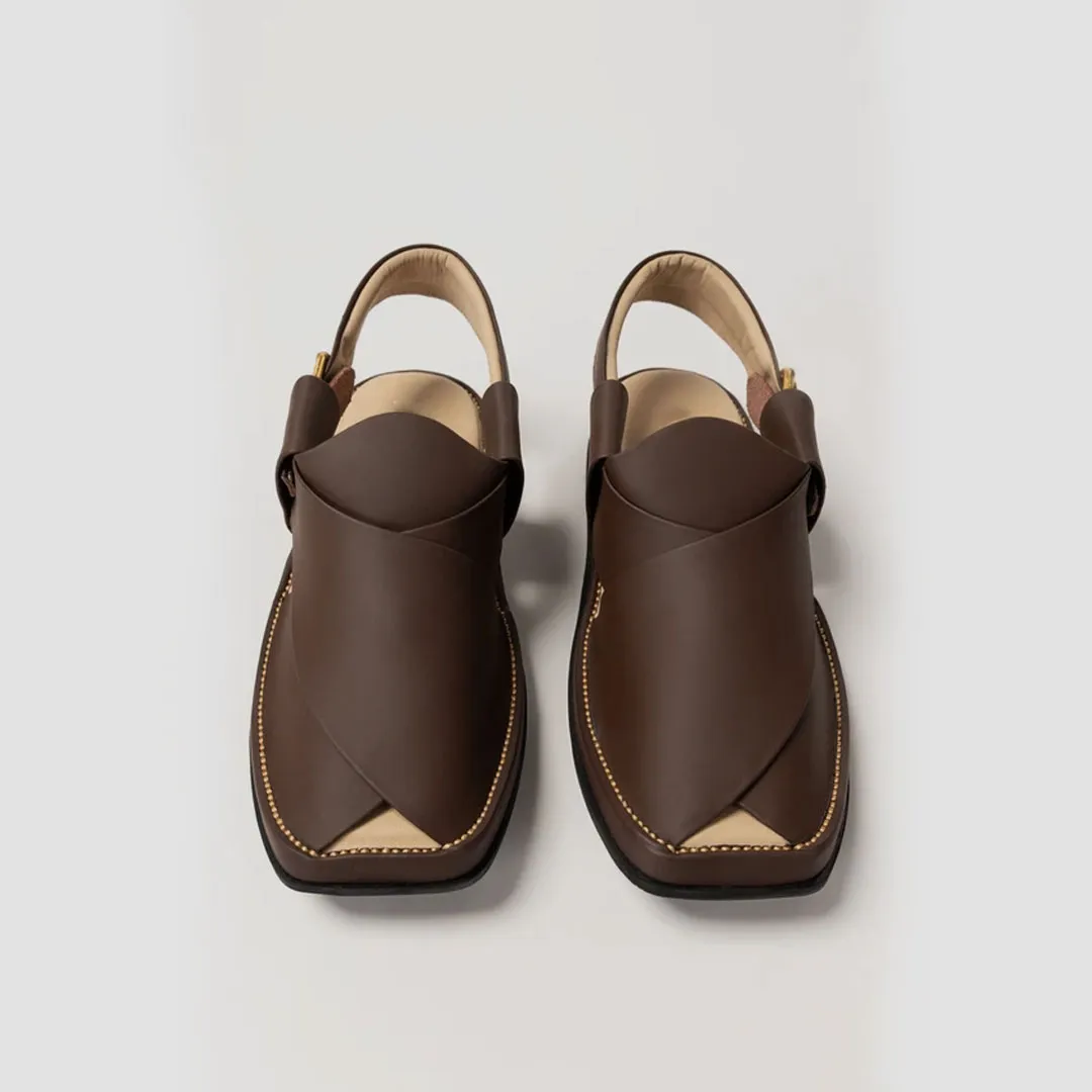 Dark brown mens peshawari chappal