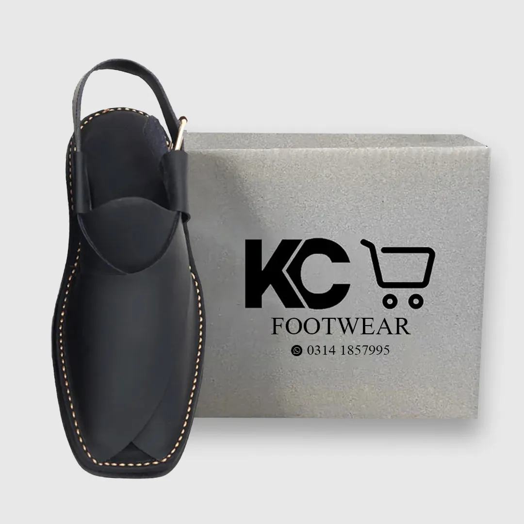 Peshawari Chappal - Dark Black